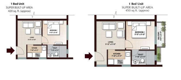 1 BHK (420 - 450 Sq-ft)