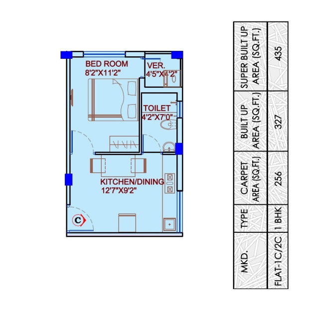 1 BHK - 435 Sq-ft