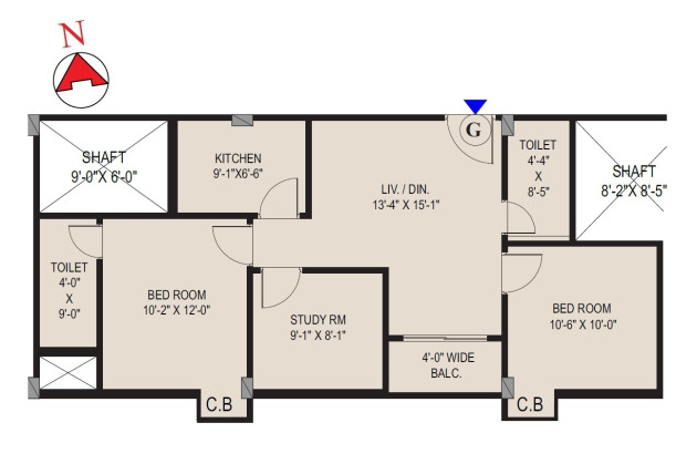 2 BHK - 1006 Sq-ft
