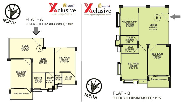 2 BHK (1082 - 1155 Sq-ft)