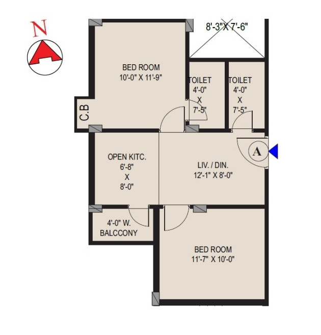 2 BHK - 722 Sq-ft