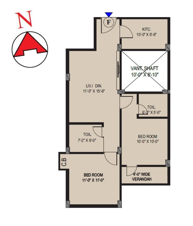 2 BHK - 983 Sq-ft