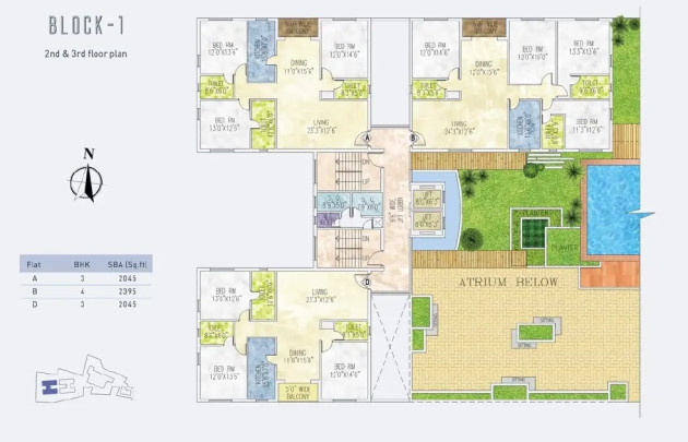 2nd & 3rd Floor Plan at Block 1