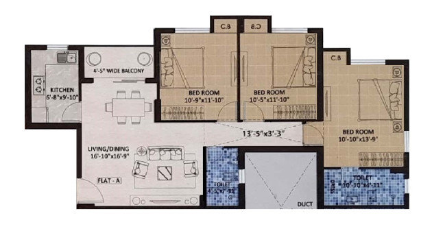3 BHK - 1238 Sq-ft