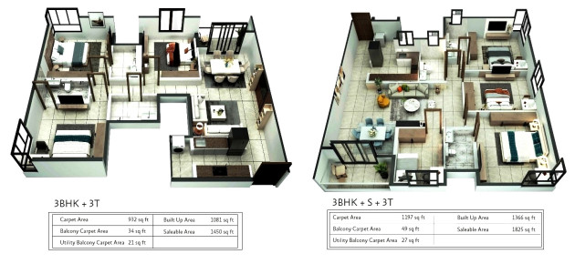 3 BHK (1450 - 1825 Sq-ft)