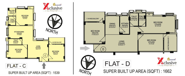 3 BHK (1539 - 1662 Sq-ft)