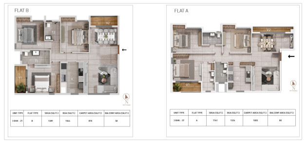 3 BHK (1389 - 1761 Sq-ft)