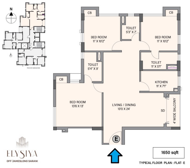 3 BHK - 1650 Sq-ft