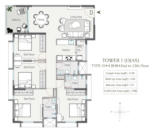 4 BHK - 1788 Sq-ft