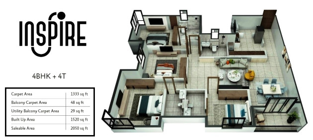 4 BHK - 2050 Sq-ft