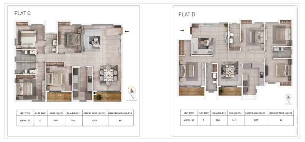 4 BHK (2050 - 2143 Sq-ft)