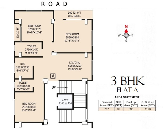 3 BHK - 1123 Sq-ft
