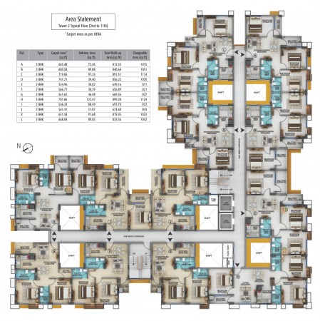 2nd to 11th Floor Plan: Block 2