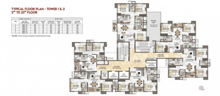 2nd to 23rd Floor Plan - Tower 1 & 2