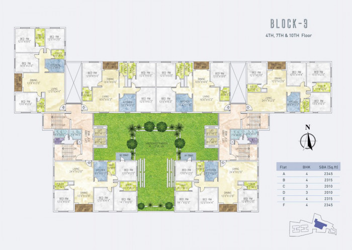 Block 3 : 4th, 7th & 10th Floor Plan