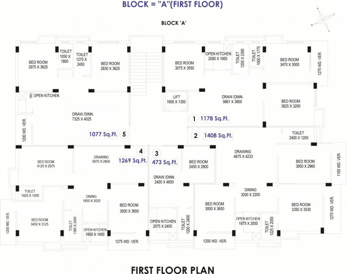 Floor Plan Block A : 1st Floor