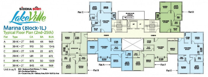 Marina (Block-1L) - 2nd to 25th Floor Plan