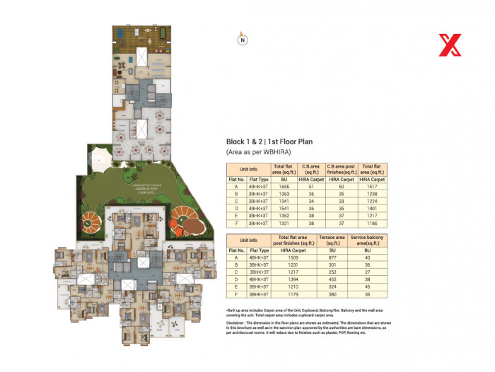 Typical Floor Plan Block 1 & 2 (1<sup>st</sup> Floor)