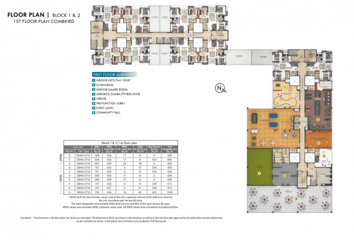 Block 1 & 2 : 1st Floor Plan