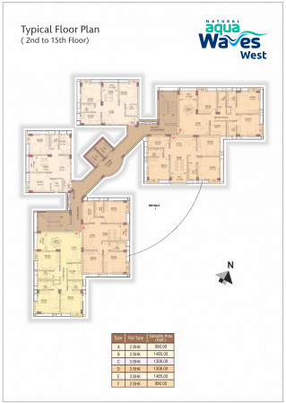 <small>Natural Aqua Waves ~ West (2nd to 15th Floor Plan)</small>