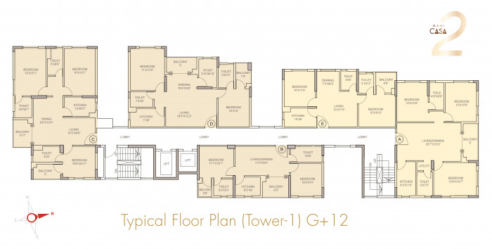Tower 1 (G+12) Floor Plan