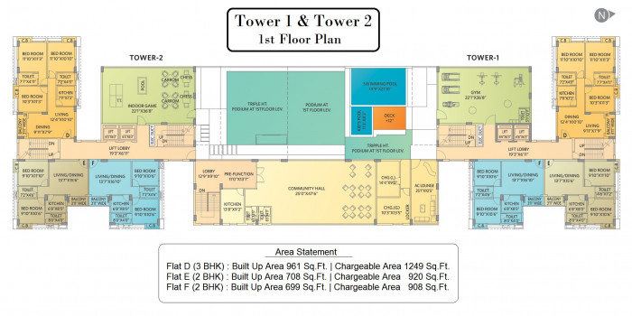 Ambika Icon Tower 1 & 2 - 1st Floor Plan