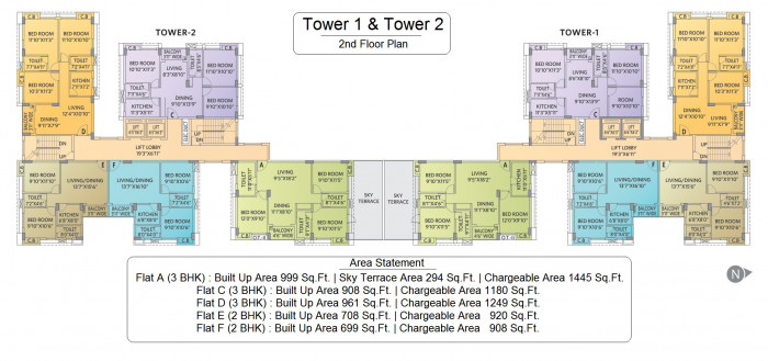 Ambika Icon Tower 1 & 2 - 2nd Floor Plan