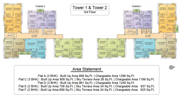 Ambika Icon Tower 1 & 2 - 3rd Floor Plan