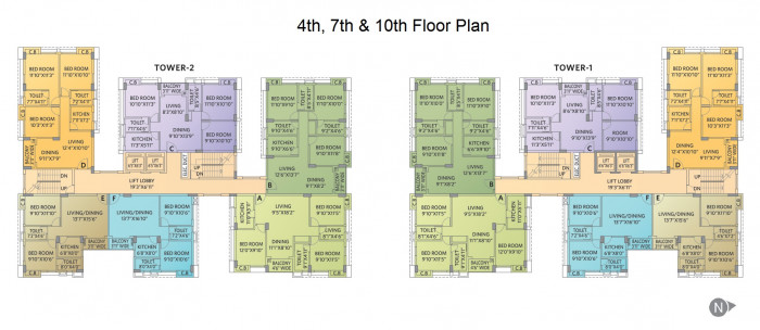 Ambika Icon Tower 1 & 2 - 4th, 7th & 10th Floor Plan