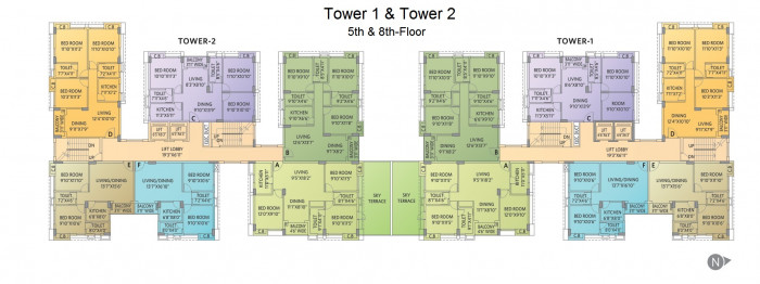 Ambika Icon Tower 1 & 2 - 5th & 8th Floor Plan
