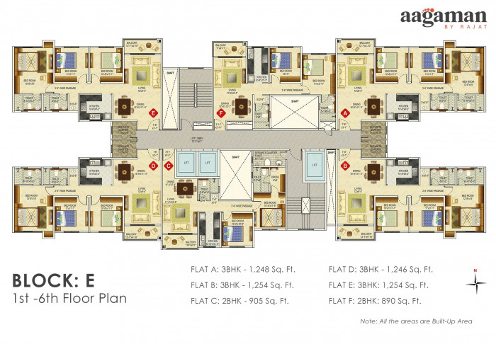 Block : E (1st - 6th Floor Plan)