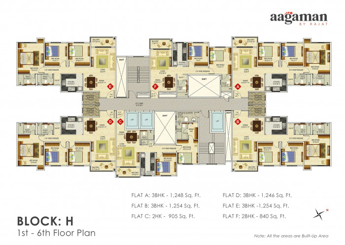 Block : H (1st - 6th Floor Plan)