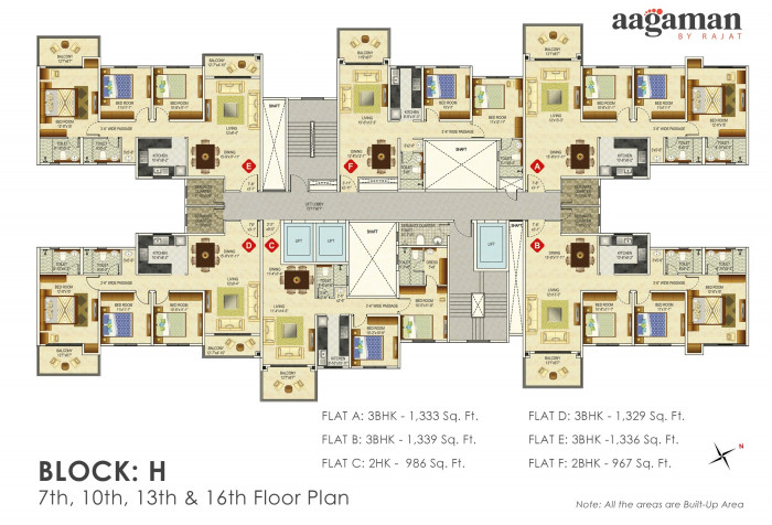 Block : H (7th, 10th, 13th & 16th Floor Plan)
