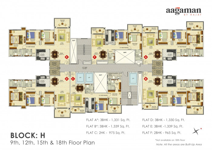 Block : H (9th, 12th, 15th & 18th Floor Plan)