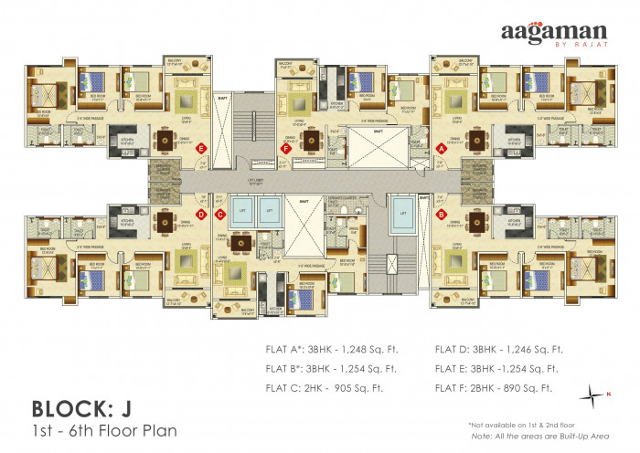 Block : J (1st - 6th Floor Plan)