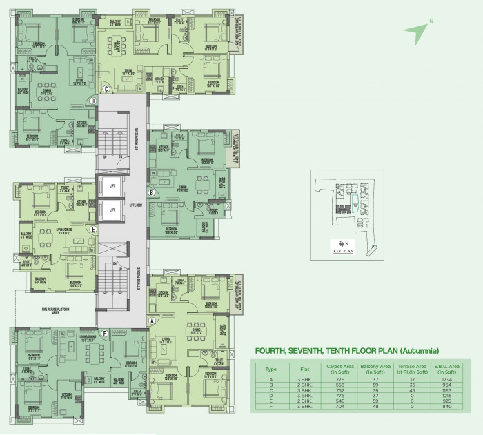 4th, 7th, 10th Floor Plan (Block 2, 3 & 4)