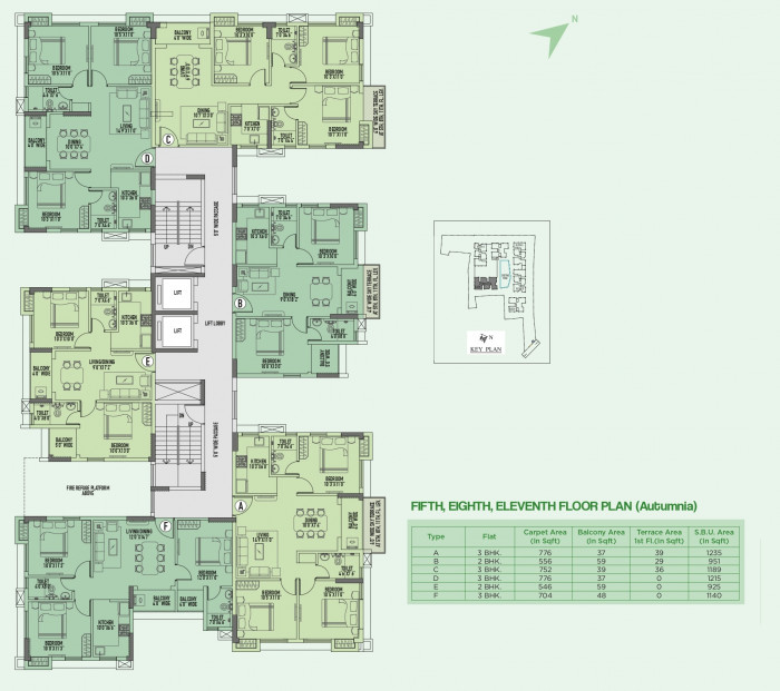 5th, 8th, 11th Floor Plan (Block 2, 3 & 4)