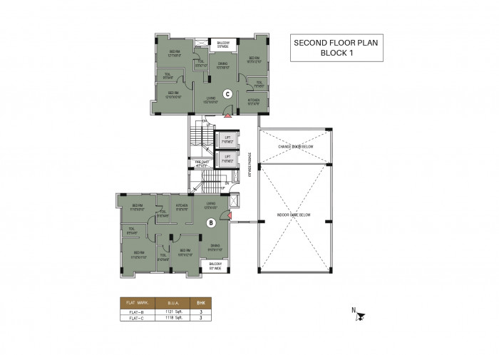 Block 1 : 2nd Floor Plan