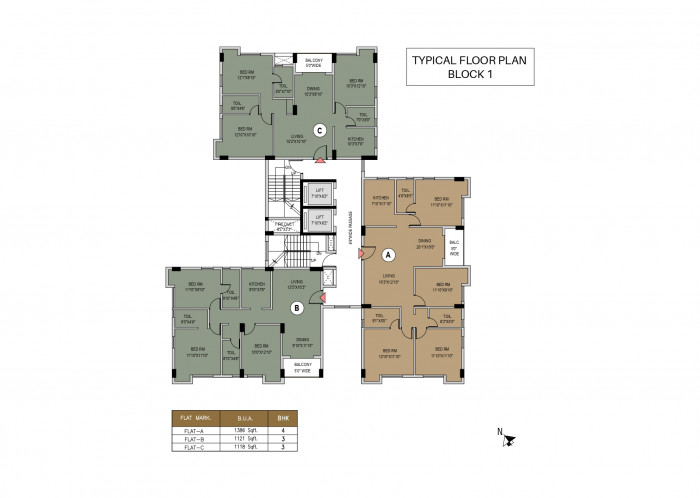 Block 1 : Typical Floor Plan