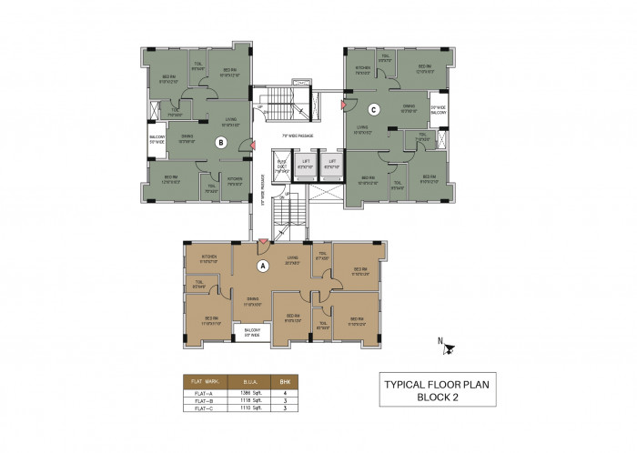 Block 2 : Typical Floor Plan