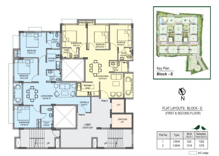 Block E - 1st and 2nd Floor Plan
