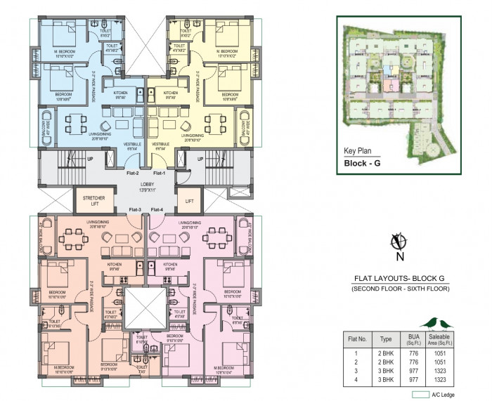 Block G - 2nd to 6th Floor Plan