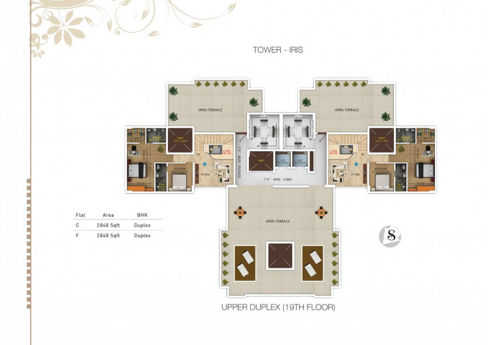 Floor Plan Iris : 19th (Upper Duplex)