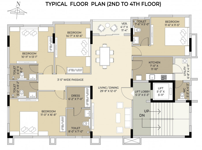 2nd to 4th Floor Plan