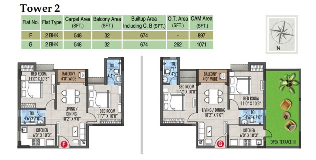 2 BHK (897 - 1071 Sq-ft)