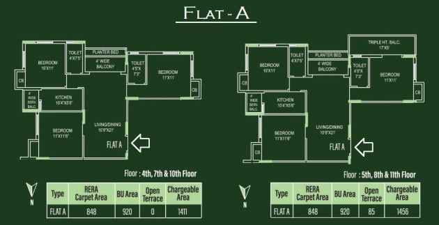 3 BHK (1411 - 1456 Sq-ft)