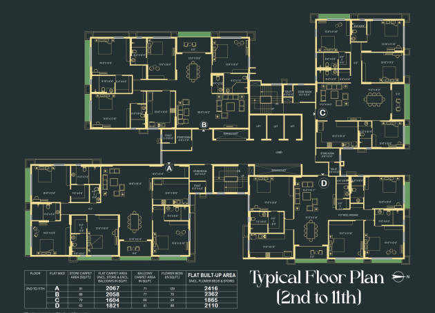 Typical Floor Plan (2nd - 11th Floor)