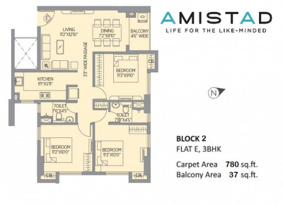 3 BHK - 1208 Sq-ft