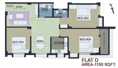 3 BHK (1120 - 1150 Sq-ft)