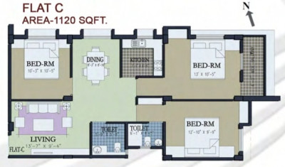 3 BHK (1120 - 1150 Sq-ft)